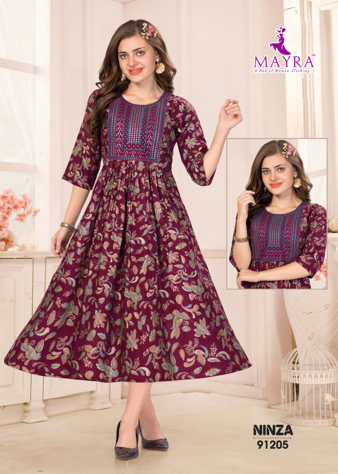 Ninza By Mayra Vertican Modal Printed Anarkali Kurtis Wholesale In Delhi